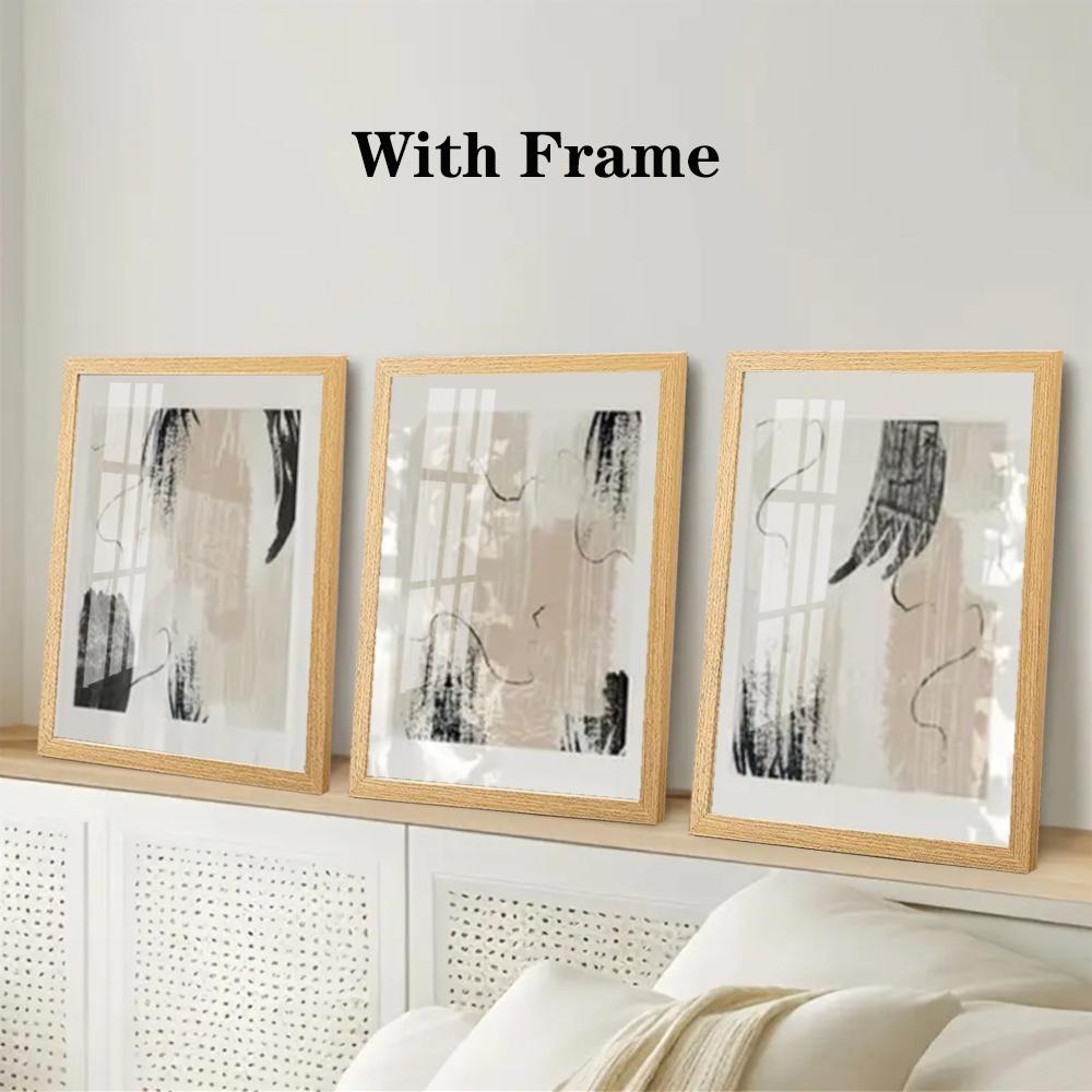 3-Piece Optional Wooden Frame Bohemian Modern Minimalist Aesthetic HD Color Canvas Poster High Precision Ink Print Thick Coating Moisture-proof Anti-wrinkle Smooth Surface Living Room Bedroom Home Decor
