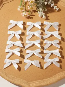 15pcs Ballet Girl Ribbon Bow Hair Clips, Sweet Braided Hair Accessories, Casual Style, All Seasons, Plain Design