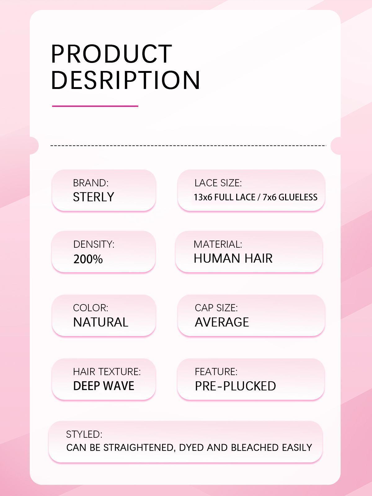 [26 Inch Only $135] STERLY 200% Density Glueless Wigs 13x6 Full Lace Frontal Water Wave Wig Human Hair Wig Pre Plucked Pre Cut Deep Wave Wig Ready to Wear Glueless Curly Wig Human Hair for Women Beginner Friendly Wig Full Lace Frontal Wig