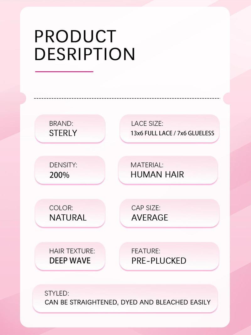 [26 Inch Only $135] STERLY 200% Density Glueless Wigs 13x6 Full Lace Frontal Water Wave Wig Human Hair Wig Pre Plucked Pre Cut Deep Wave Wig Ready to Wear Glueless Curly Wig Human Hair for Women Beginner Friendly Wig Full Lace Frontal Wig