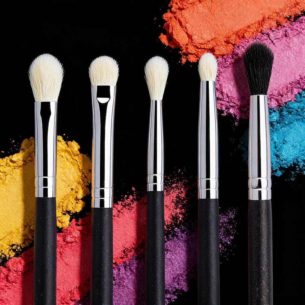 5pcs Makeup Eyeshadow Brushes, Flat Eye Shadow Shader, Crease Blending Brushes, Goat Hair, Liquid Cream Powder, Make Up Tool