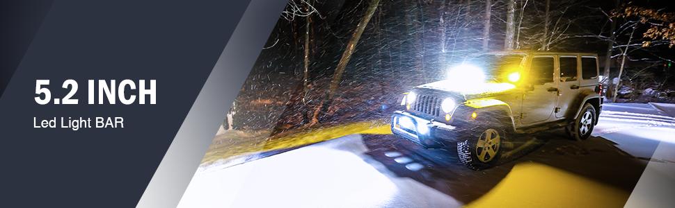 Nilight 18030C-A Amber 2PCS 5Inch 72W Double Row Flood Bar 10800Lumens Driving Fog Led Off Road Lights for Trucks Jeep ATV UTV SUV Boat Marine Waterproof Lightbar