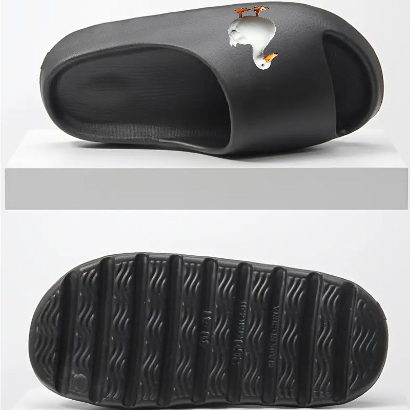 Cute White Duck Print Slippers for Women Men Kids Non-Slip Soft Sole Indoor Home Bedroom Bathroom Comfortable Warm House Slippers Lightweight Casual Footwear Animal Pattern Slides