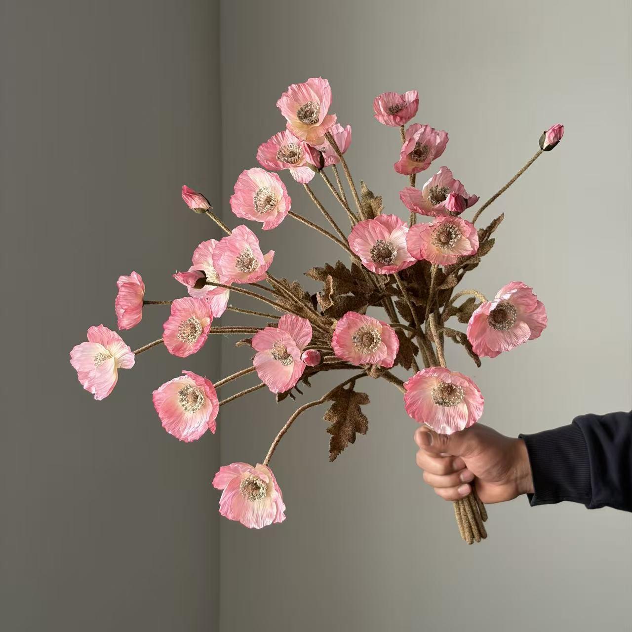 High-Quality Autumn Color Poppies Simulation Flowers, Soft Decoration Pairing, Factory Direct Quality, Perfect for Home Decor