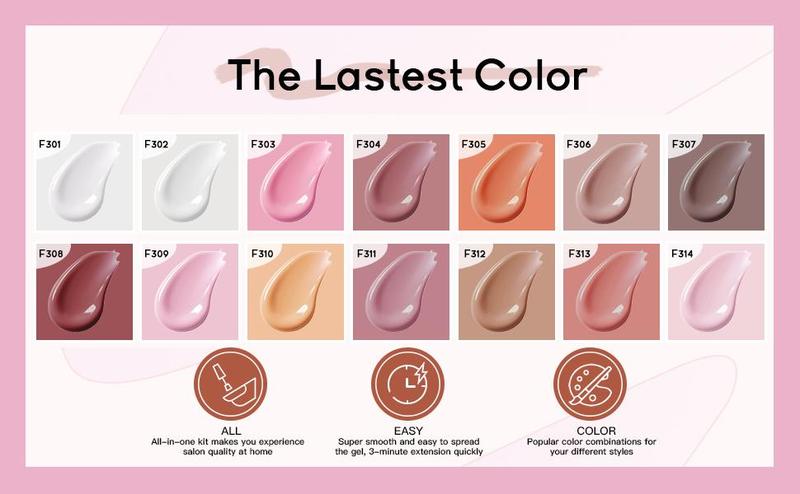 Jewhiteny Poly Nail Gel Extension Kit 15ML with UV Light for DIY Home Manicure Long Lasting & Easy to Use Nail Art Tools