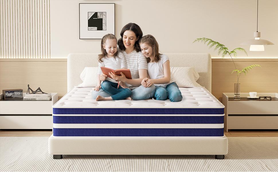 TVDFGTS 12 Inch high quality pocket spring, medium firm support , breathable and washable, ergonomic design, blue and white fiberglass-free hybrid memory foam mattress,sweet night home,sleep position,new house Bedroom Modern TVDFGTS 12 Inch high quality pocket spring, medium firm support , breathable and washable, ergonomic design, blue and white fiberglass-free hybrid memory foam mattress,sweet night home,sleep position,new house Bedroom Modern