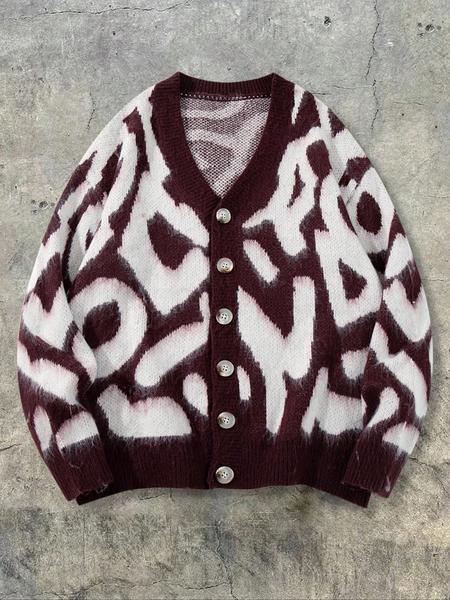 Men's Fall Winter Casual Loose Fit V Neck Button Front Knit Cardigans Sweater Coat, Soft Plush Colorblock Street Style Outerwear for Leisure Outings