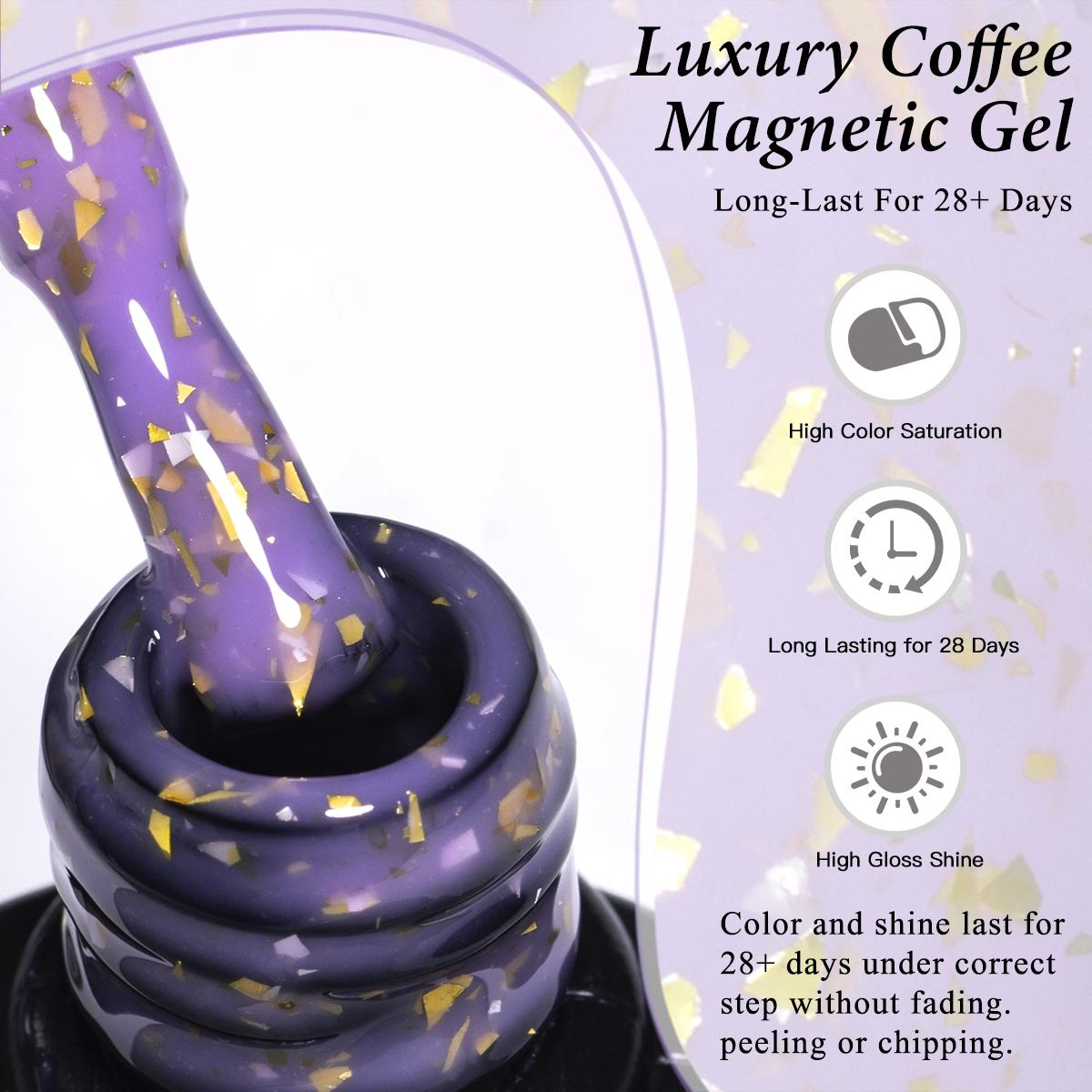 FOUR LILY 10ml Silvery Golden Glitter Rubber Base Gel, 2-IN-1 Gel Nail Polish, Alcohol-Free, Longlasting Durable, Glitter Sequins Soak Off UV Gel Nail Art Varnish for Home Salon DIY Manicures, Perfect for Beginners, Great for Women