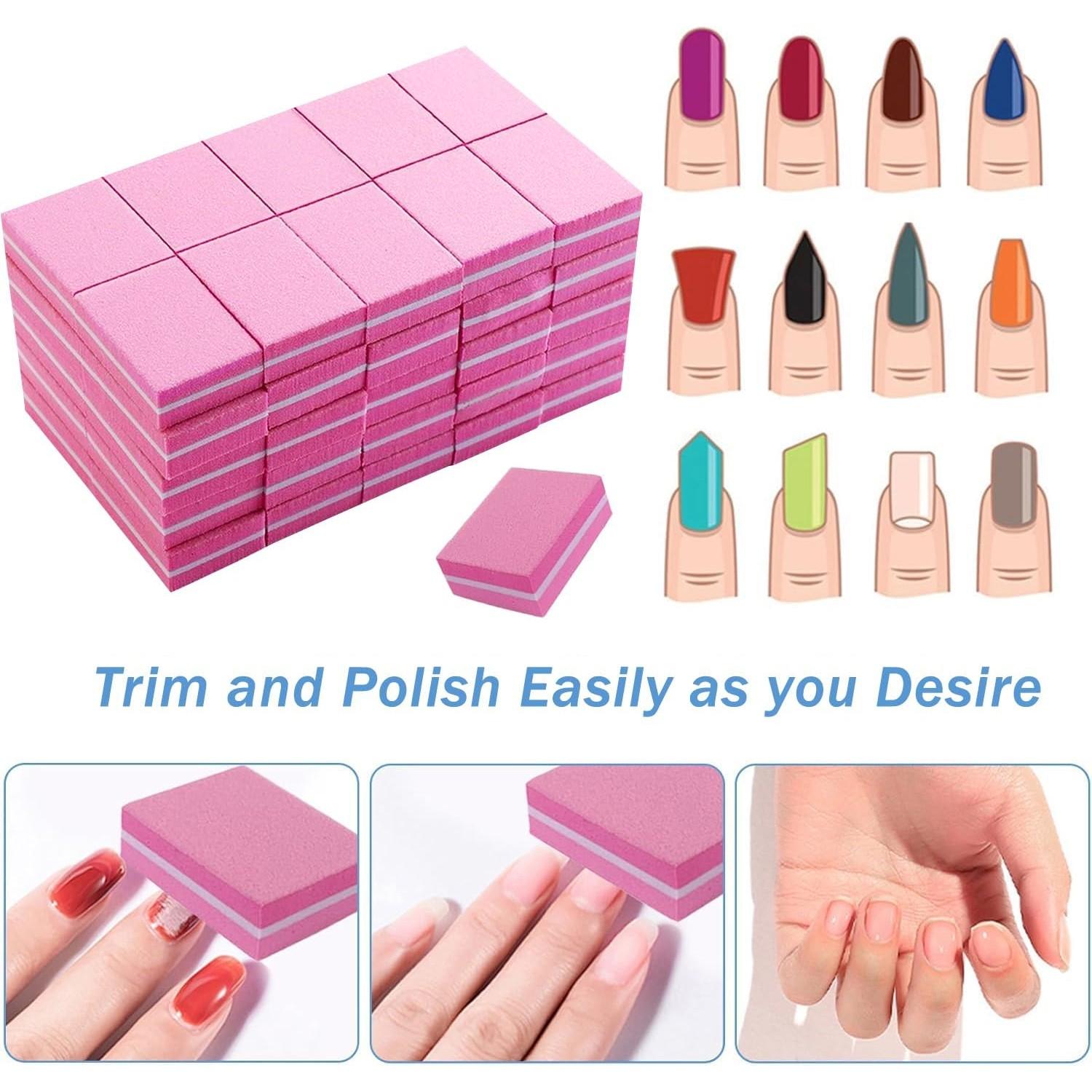 10/25/50pcs lot Double-sided Mini Nail File Blocks Colorful Sponge Nail Polish Sanding Buffer Strips Polishing Manicure Tools