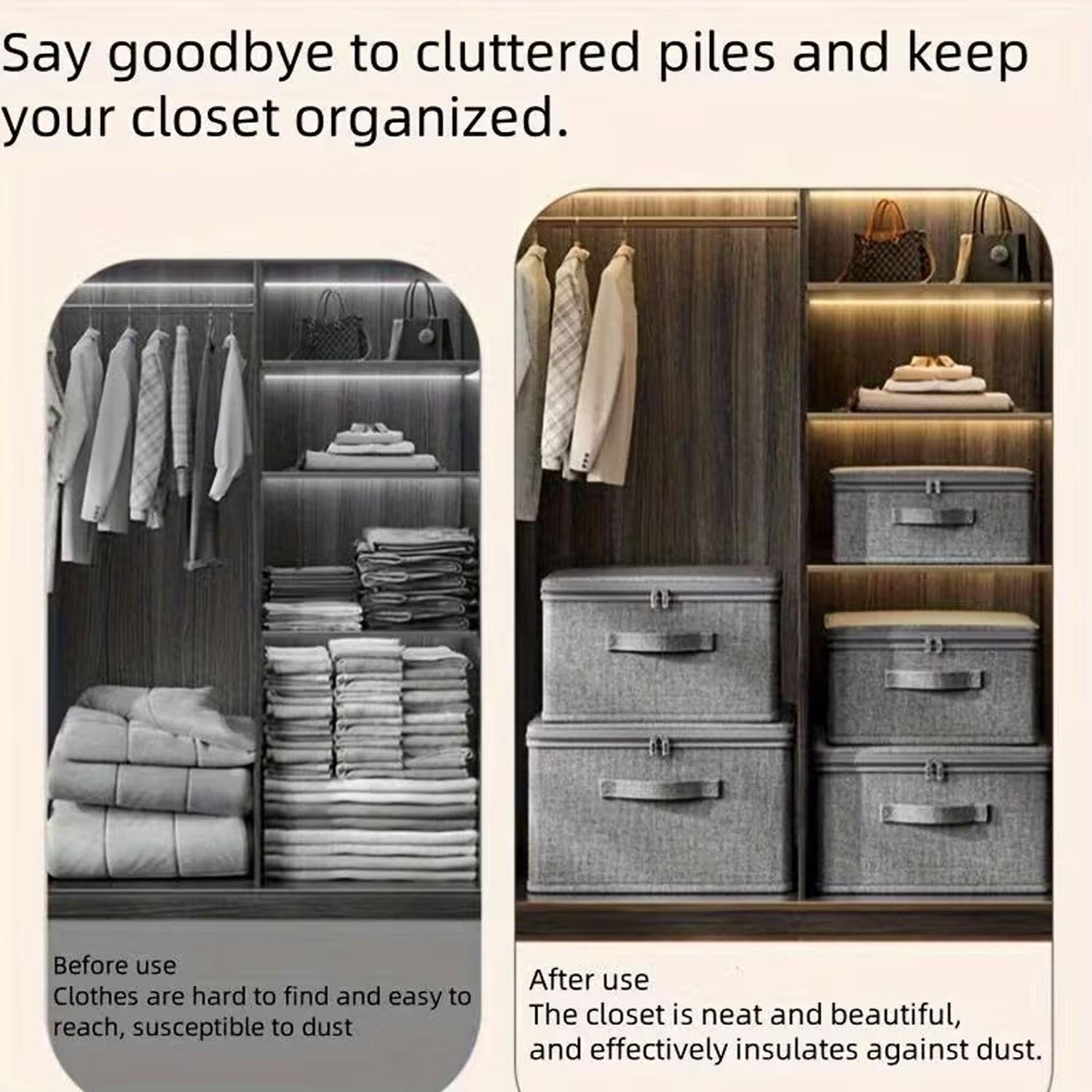 Extra-large stackable storage box - Multi-functional space-saving organizer suitable for use in wardrobes, bedrooms, kitchens, etc. - Ideal choice for toys, books, clothes and bed sheets.