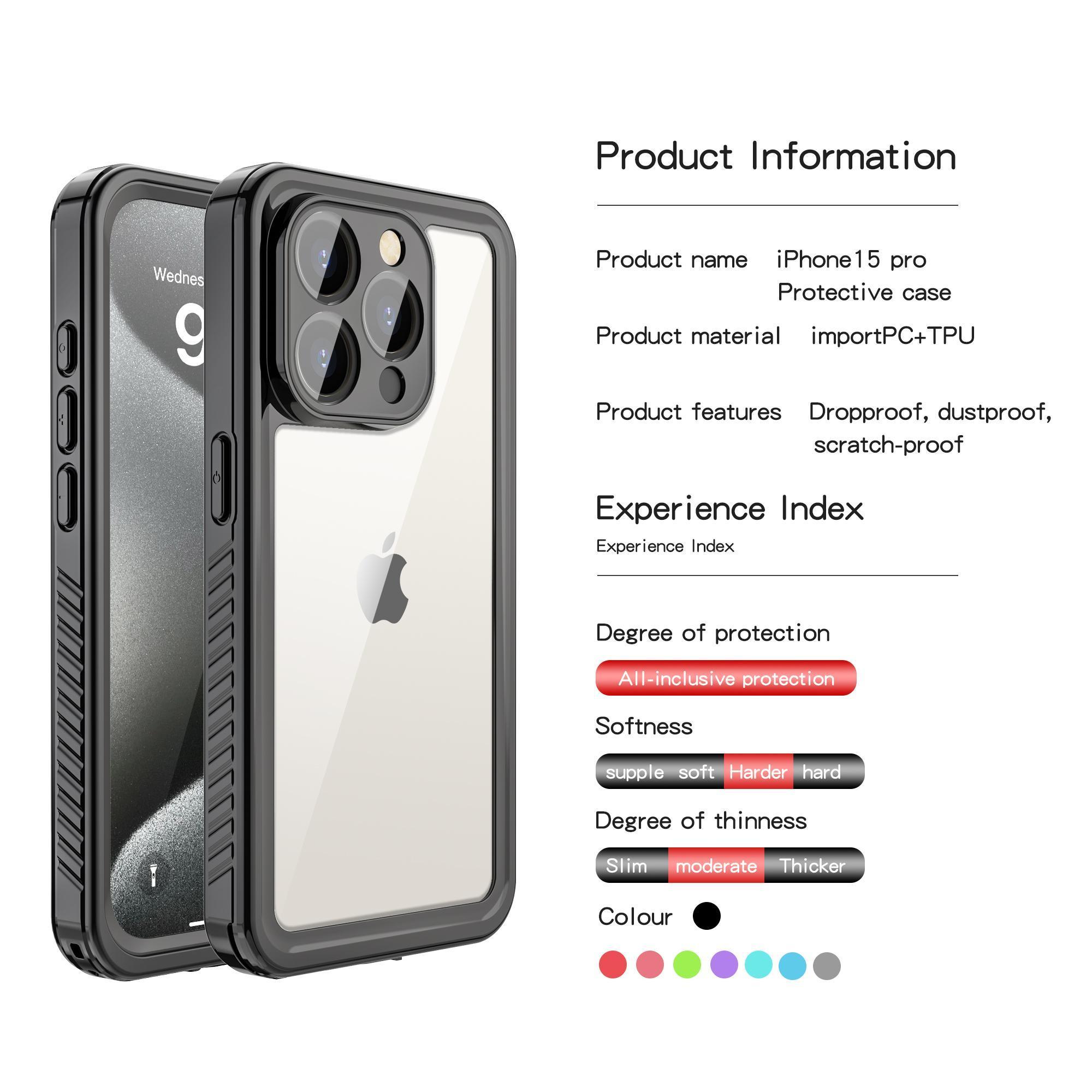 1PCS IP68 Waterproof Case For iPhone 17 16 15 14 13 12 11 Pro Max Plus Full Body Protective Cover Swim Underwater Diving Shell
