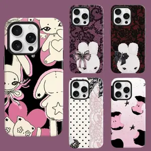 Tough Artistic Cat Phone Case for Girls - Stylish Protection, Shockproof Drop Resistant Cute Patchwork Print, Anti-Yellow 2in1 PBT+TPU Case for iPhone 11-17 Pro Max/Plus Samsung S21-26 Plus/FE