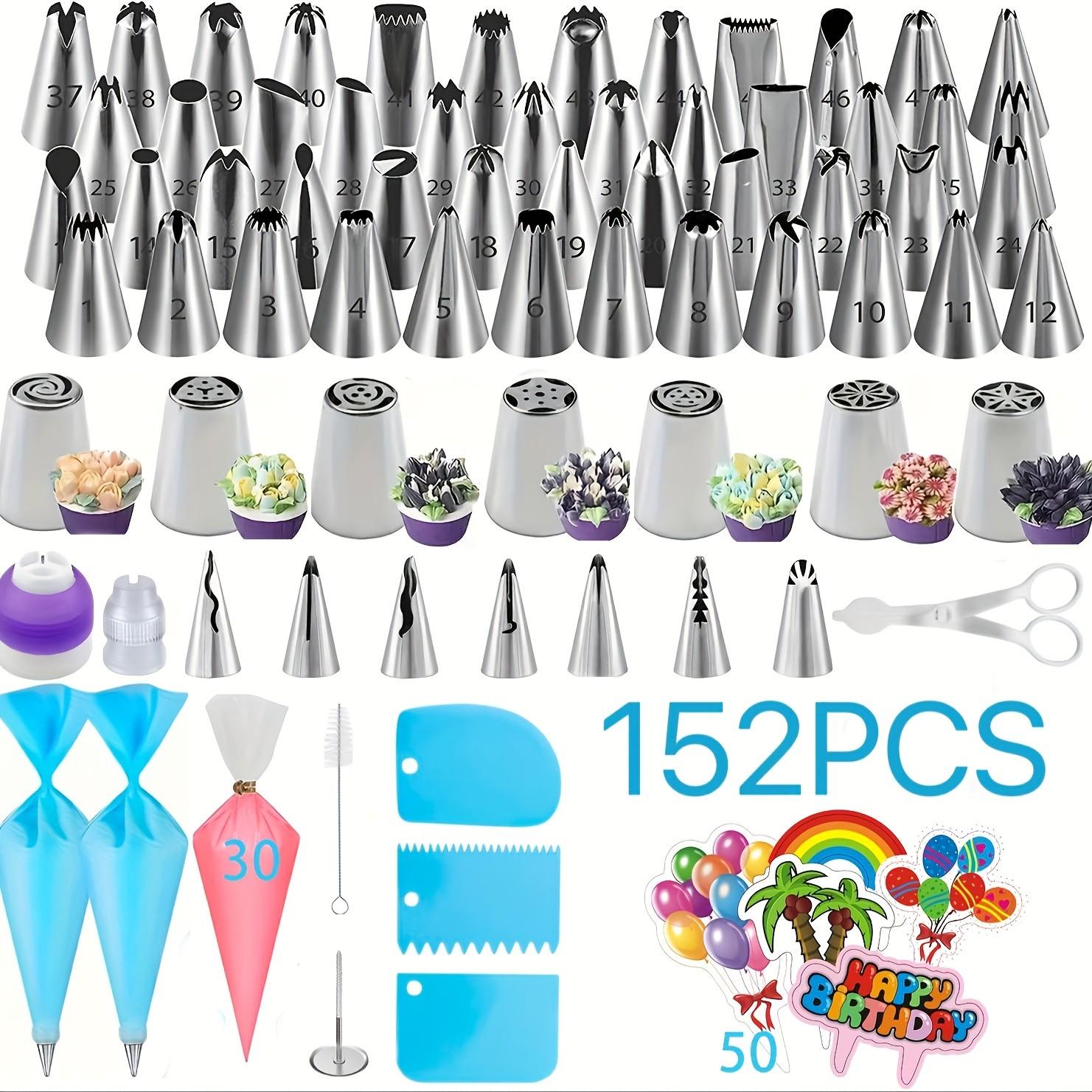 152-Piece Cake Piping Tips Set, Cake Decoration Kit, Cake Carving Tools, Stainless Steel Material, Baking Supplies, Professional Quality
