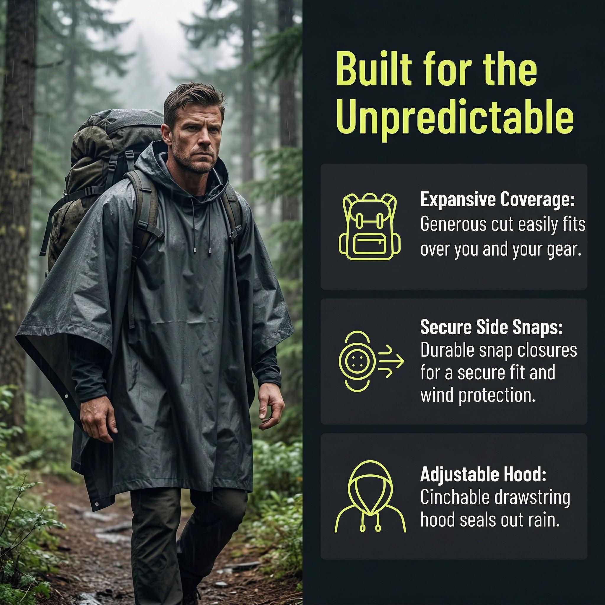 Cycling Cape, Outdoor Hiking Raincoat, Multifunctional Eva Rain Jacket, Unisex, Ideal for Camping and Backpacking