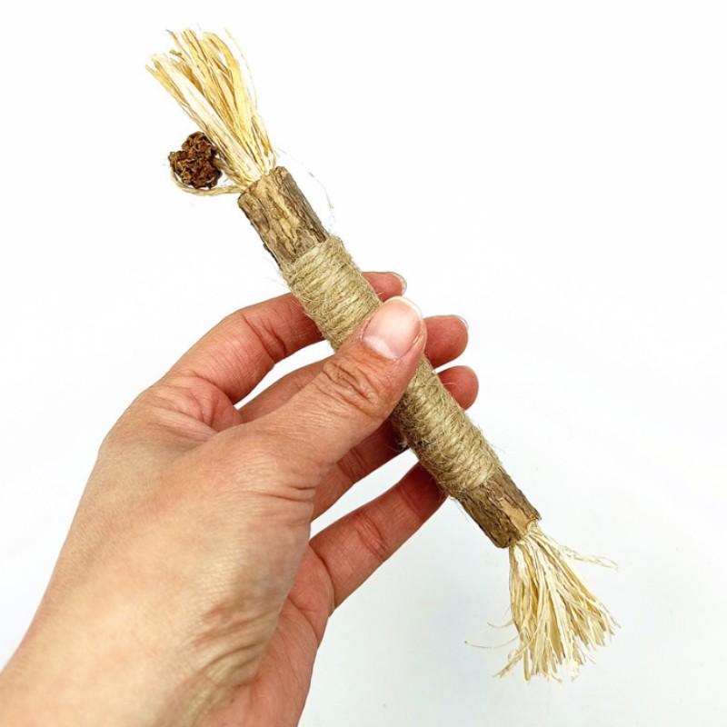 Pet Toy Cat Chew Stick, Hemp Rope Wood Mint Catnip Teeth Cleaning, Indoor Play Oral Stimulation, Ideal for Cats and Adult Cats
