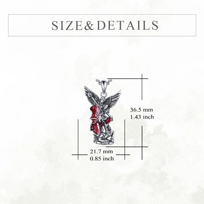 S925 Sterling Silver Archangel Saint Michael Cross Pendant Necklace for Men and Women TikTokShopBlackFriday