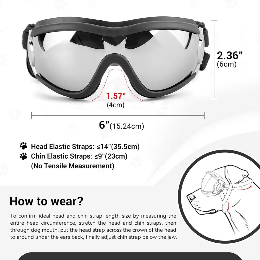 Dog Glasses, Pet Sunglasses, Outdoor Adventure Protective Eyewear, UV Protection, Windproof Design, Adjustable Strap, Durable Material