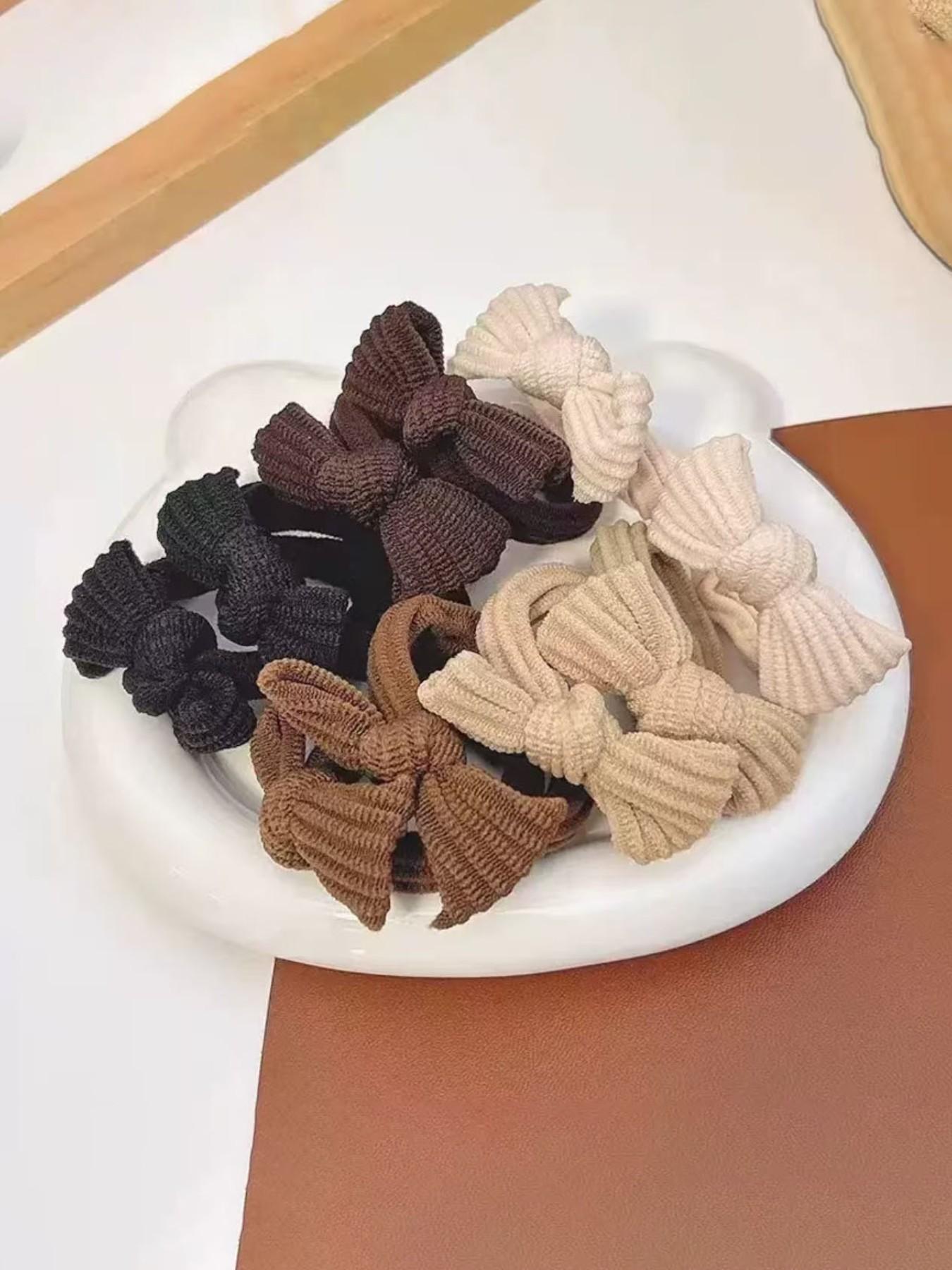 10pcs Mixed Color Bow Hair Ties, Cute Series for Women, Fashionable Daily Ponytail Accessories, Durable and Compact Hair Bands