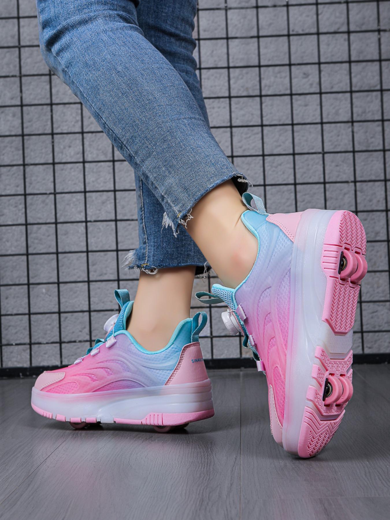 Colorful Straight Line Roller Skates, Unisex Student Sports Shoes, Walking Casual Shoes, Detachable Four-Wheel Design, Shoes with Wheels