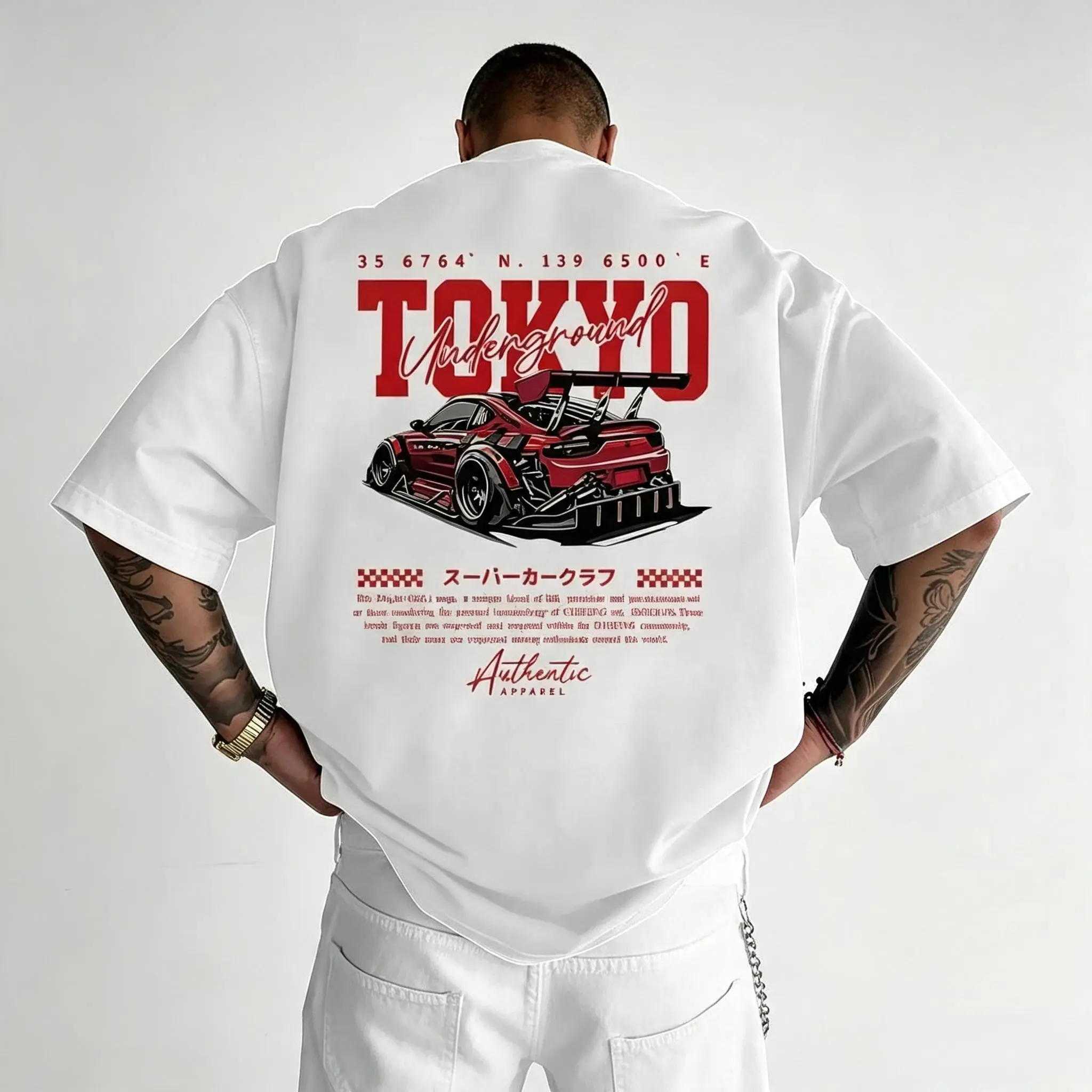 Women's Vintage Tokyo Supercar Club Cotton T-shirt - JDM Drift Car Pattern, Retro Japanese Streetwear, Summer Basic Garments, Breathable Customized Personalized Clothes, Sleeveless