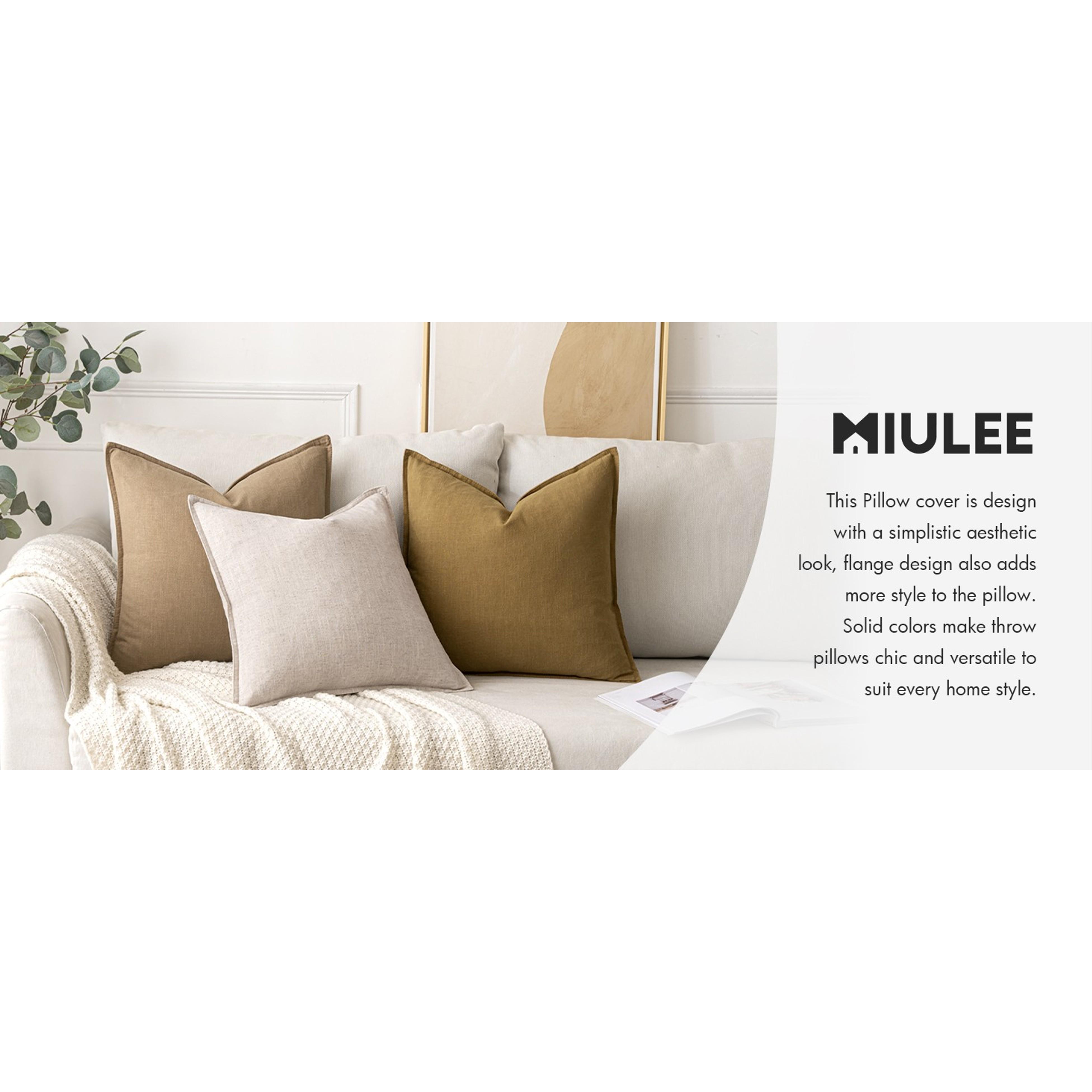 Decorative Linen Euro Sham Pillow Covers 24x24 Natural Beige Boho Farmhouse Neutral Couch Throw Pillows for Bed Pack of 2 Accent Modern Pillowcase Sofa Livingroom Home Decor