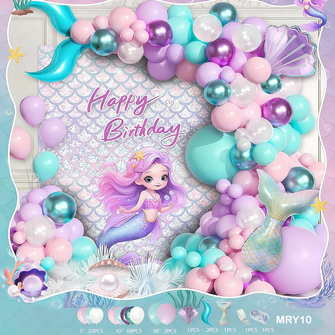 Mermaid Theme Balloon Set, Mermaid Tail Latex Balloons, Birthday Party Decorations, Ocean Style Party Props, Fun and Colorful Design