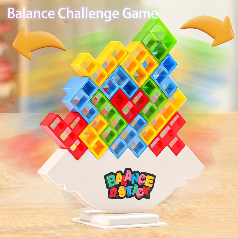 Balance Tower Stacking Game, Family Game: Fun Interactive Tabletop Toy Suitable for Children and Adults, Includes 16/48 Blocks, 22 Cards, 1 Support Plate, 1 Base, 1 Penalty Plate, Fun Party Prop, Great Gift for Halloween, Christmas, Birthdays