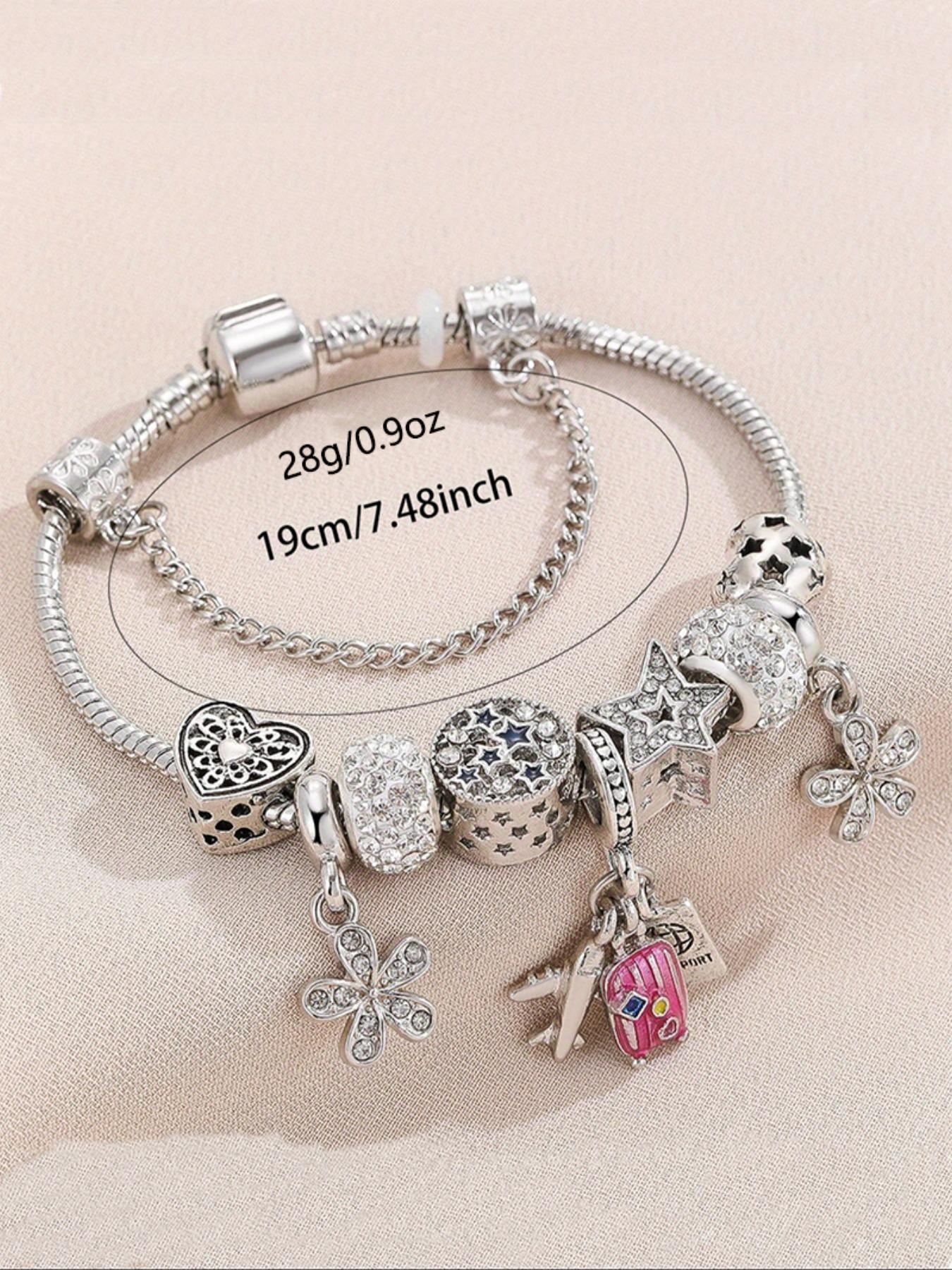 Rhinestone Decorated Bracelet with Charms, Fashionable Jewelry for Women & Girls, Trendy All-match & Exquisite Jewelry for Birthday Gift