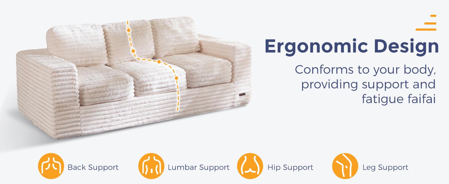 MAXYOYO 3-Seater Boneless Sofa Couch in a Box, Modern Faux Fur Sofa for Living Room, Soft High-Density Foam Couch with Pillows, Fluffy & Supportive Chair Lounge, No Assembly Required MAXYOYO 3-Seater Boneless Sofa Couch in a Box, Modern Faux Fur Sofa for Living Room, Soft High-Density Foam Couch with Pillows, Fluffy & Supportive Chair Lounge, No Assembly Required