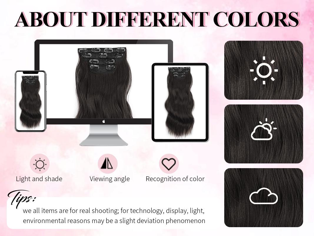 Iridescent Clip in Hair Extensions 20Inch 4PCS Hair Extensions Hairpieces Clip Ins Soft Synthetic Hairpieces for Women