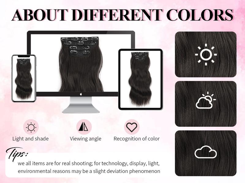 Iridescent Clip in Hair Extensions 20Inch 4PCS Hair Extensions Hairpieces Clip Ins Soft Synthetic Hairpieces for Women