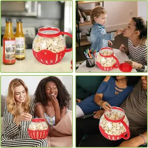 Microwave Popcorn pot with 3-in-1 Lid | BPA-Free Borosilicate Glass, Easy Clean & Dishwasher Safe