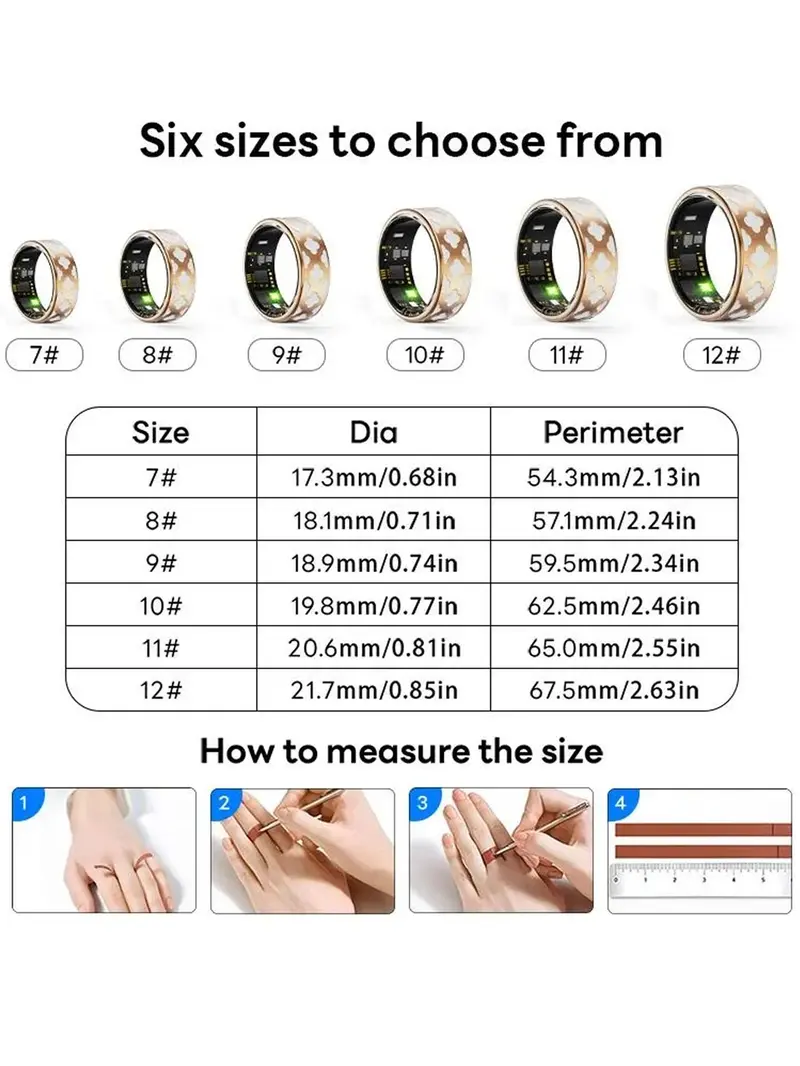 Smart Ring for Men and Women, Health and Sleep Monitoring, 5atm Waterproof, Multi-Sport Modes, Heart Rate and Blood Oxygen, Gift Idea, Fitness Tracker Ring, Smart Wearable Devices