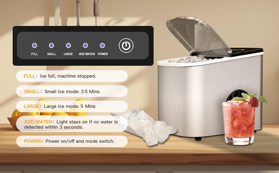 G E Profile Opal 1.0 Nugget Ice Maker| Countertop Pebble Ice Maker | Portable Ice Machine Makes up to 38 lbs of Ice Per Day | Stainless Steel home kitchen bar party Slow Masticating Cold Press Juicer ice basket Countertop Automatic Ice Cube