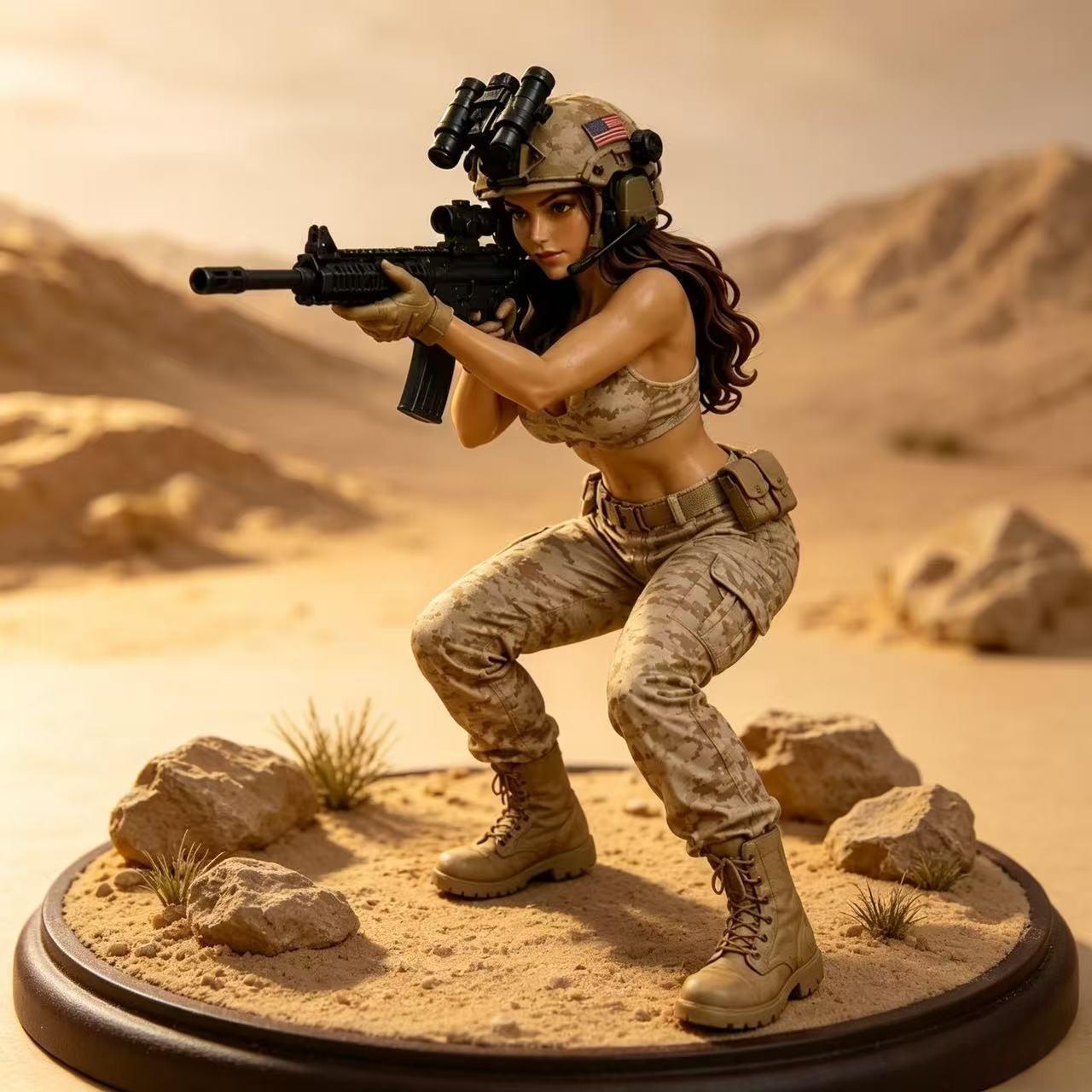 Tactical Female Soldier Resin Figurine, Military Collection Decor, Detailed Design, Perfect Gift for Collectors, Durable Material