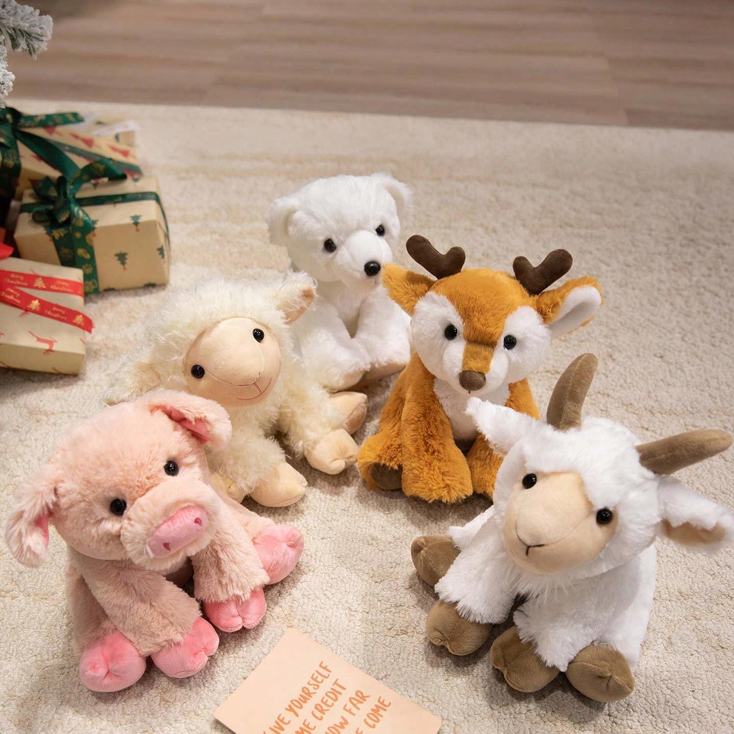 Jungle Animal Plush Toys - Soft Stuffed Animals (Lion, Koala, Elephant, Raccoon, Bear) for Kids & Toddlers, 9" Huggable Wildlife Plushies, Soft Cuddly Gift, Baby Shower Gift & Nursery Decor, Christmas Decor