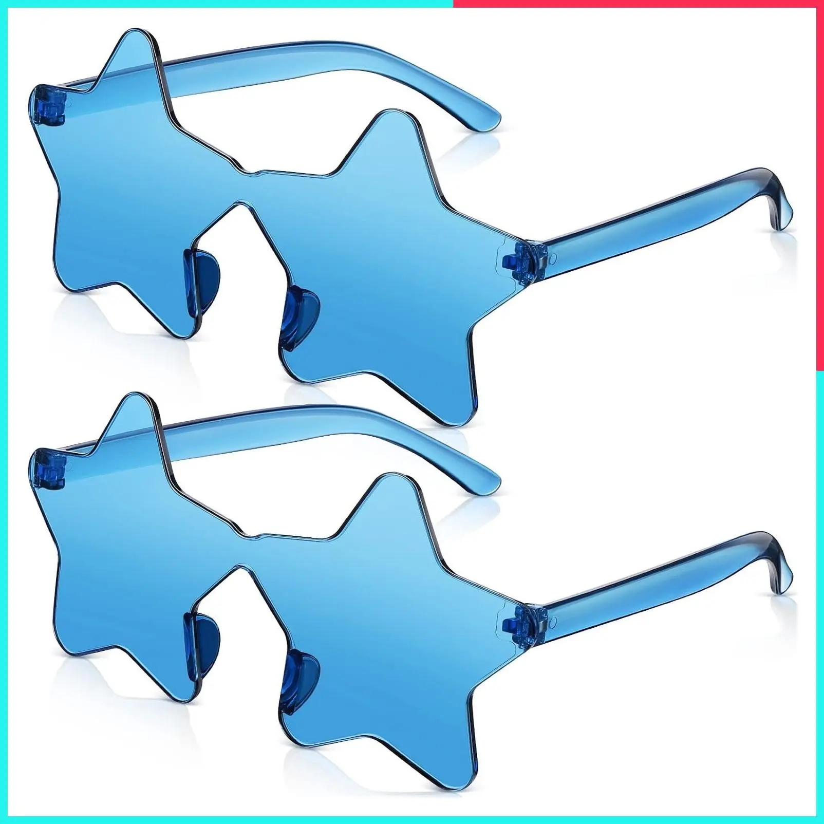 2 Pcs Rimless Star-Shaped Sunglasses Transparent Candy Color Y2K Star Glasses for Women Party Accessories
