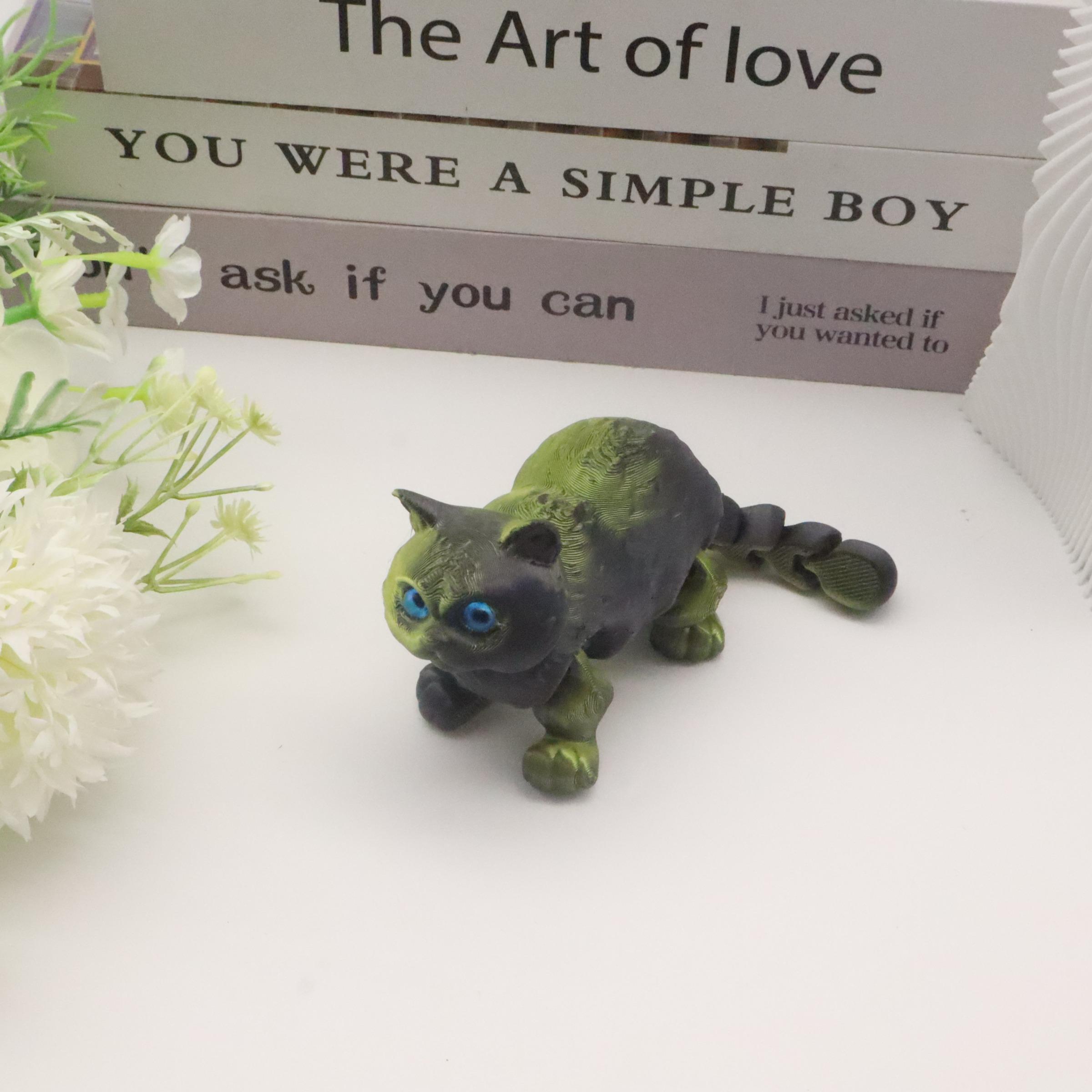 3D Printed Short Hair Cat Figurine, 36cm Rainbow Gradient, Moving Joints, Decorative Fidget Figurine, Perfect Home Decor, Birthday Gift, Christmas Present