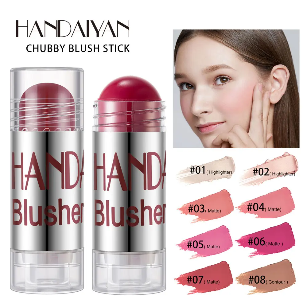 Moisturizing Blush Stick Solid Cream Blush 6 Colors Chubby Crayon Blush Stick