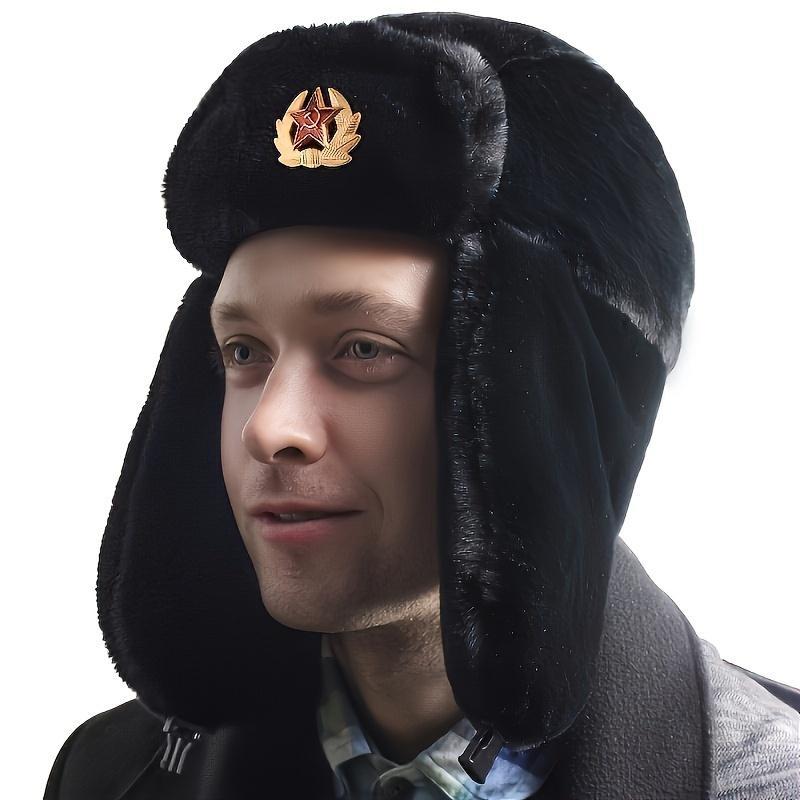 Unisex Faux Wool Ushanka Hat - Plush, Thermal Insulating, with Fold-Down Flaps, Warm Russian-Style Winter Ear Protection, Breathable Cold-Weather Outdoor Trapper, Daily Wear Accessory, Guys Gifts Option, Ushanka Hats