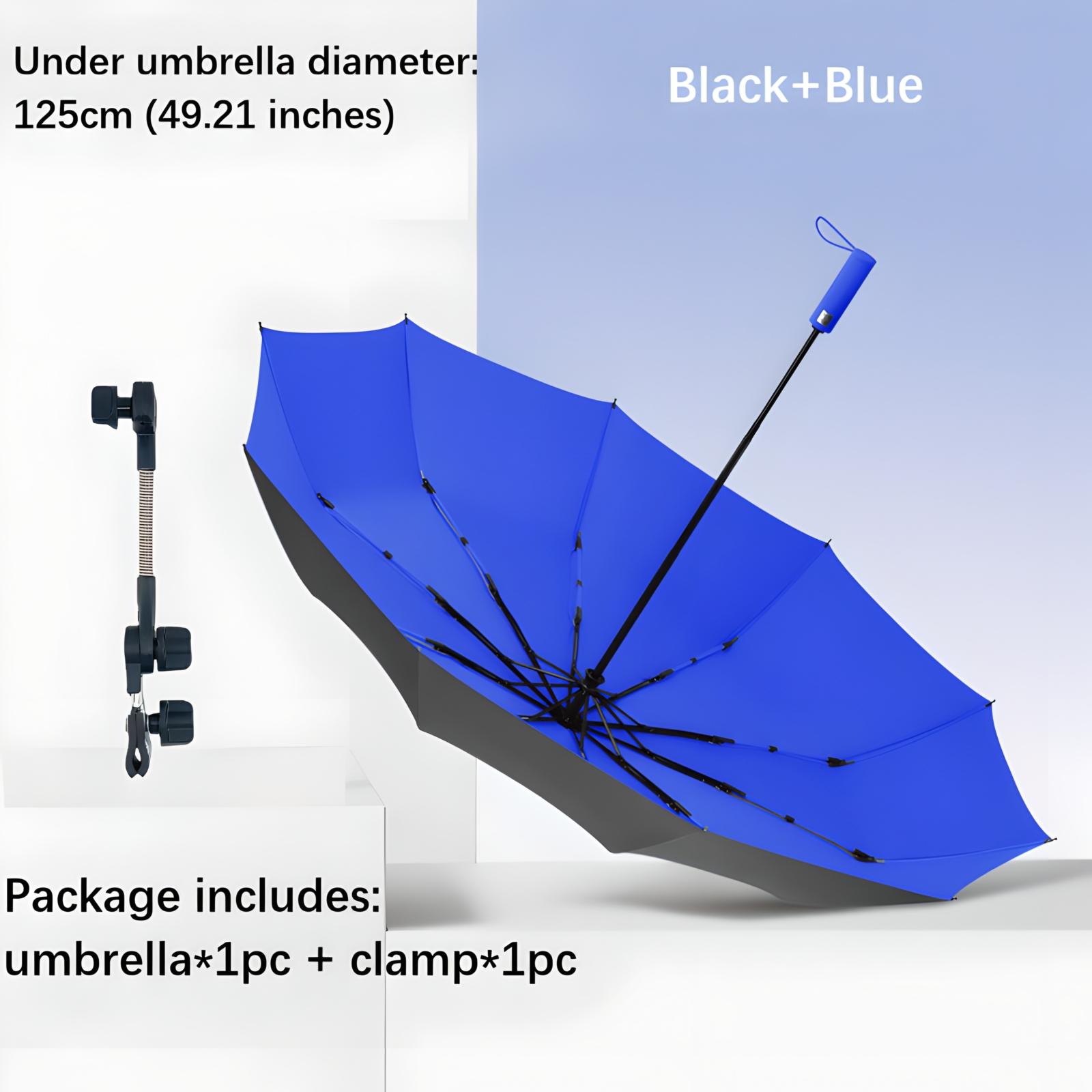 Outdoor Camping Sunshade Umbrella with Clip, Sun Parasol Umbrella, 49-Inch Large Canopy, UV Protection, Beach Gear, Ideal for Travel, Fishing, Golf, Sports Events, Lightweight Canopy