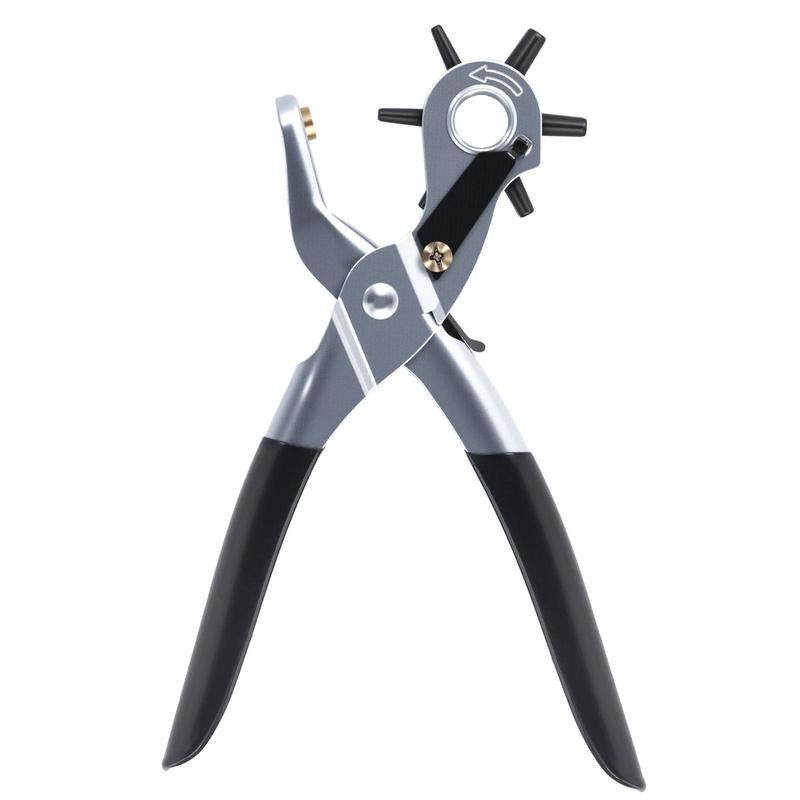 Heavy-Duty Manual Leather Hole Punch Tool - with 6 Hole Sizes , Non-Slip Grip - for Belts, Watchbands, Shoes, Leather Crafting - Professional & Home Use - No Electricity Needed - Red Punch Pliers, Shoe Repair, Compact Design, Sturdy Build, DIY Hobbyists