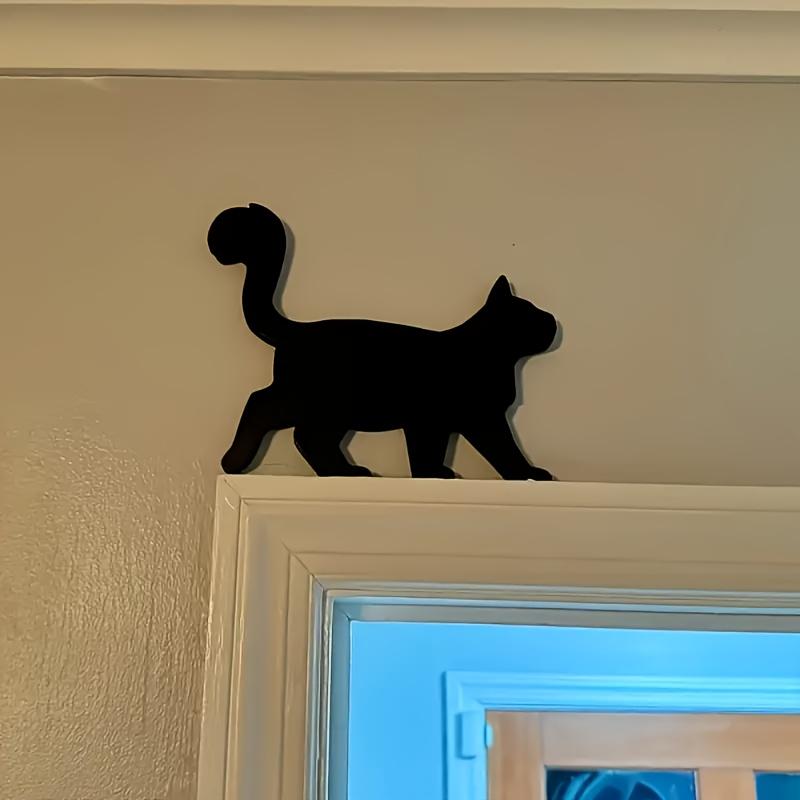 Wooden Walking Cat Door Frame Decor, Wall Art for Home Decoration, Irregular Shape Panel, Easy to Install, Perfect for Festive Decor