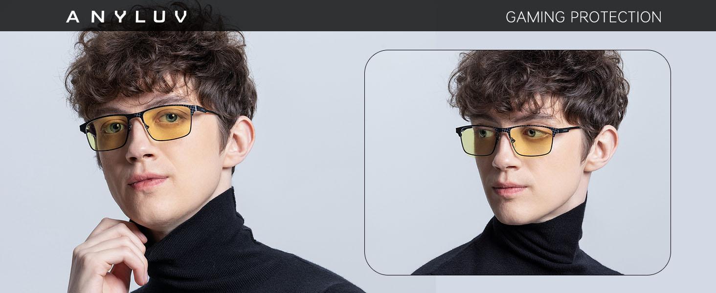 Blue Light Glasses for Men/Women, Lightweight Blue Light Blocking Glasses, Anti-Eye Strain Computer Glasses for Gaming(A132)