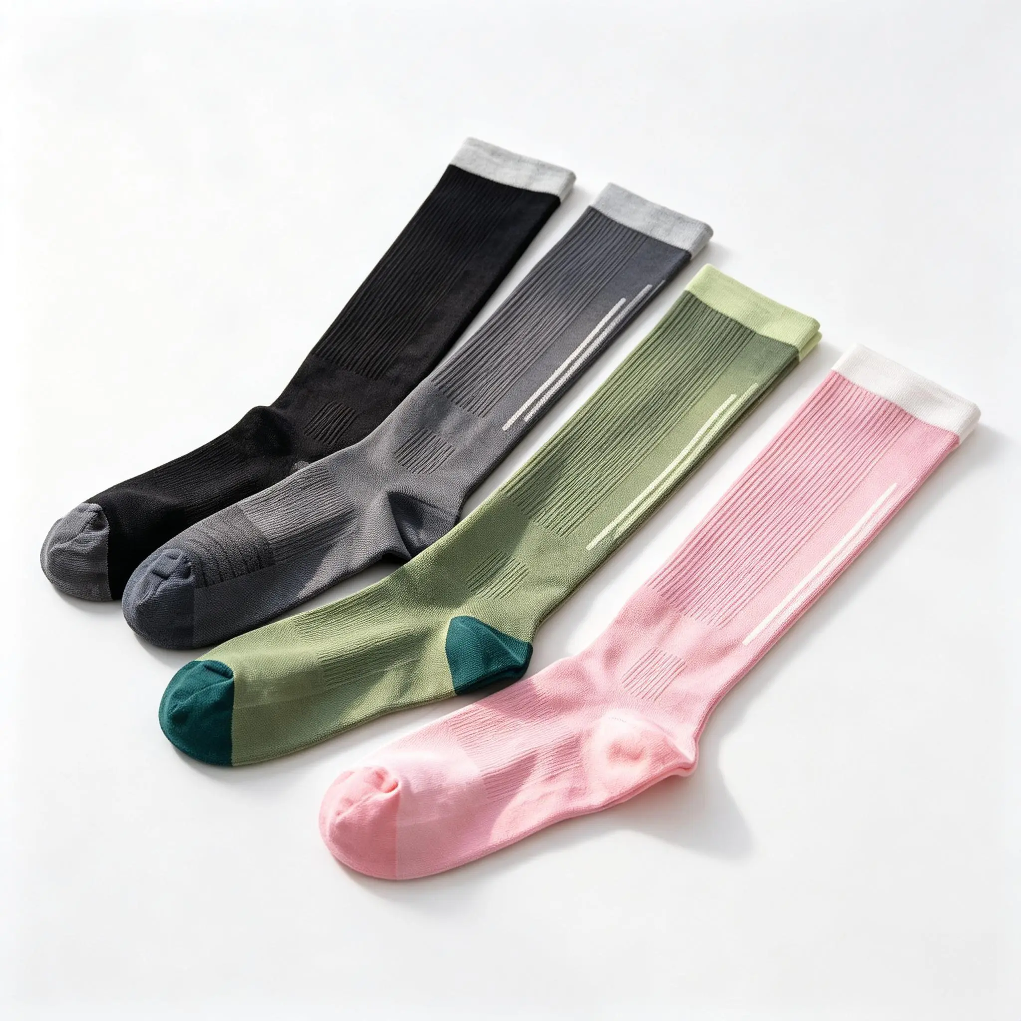 Cozy Compression Sports Socks For Women Knee High Calf Socks Anti Friction Seamless Fit For Running Rope Skipping Yoga Color Block Polyester Casual Socks For Young Adults All Seasons