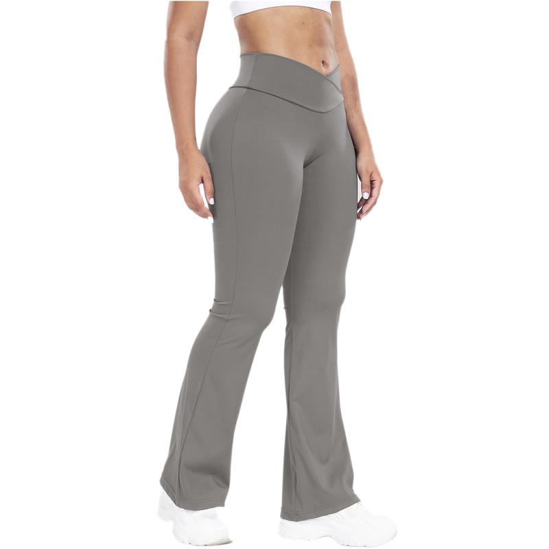 Solid Athletic High Waist Flare Pants for Women, Tummy Control Workout Yoga Running Thouser,Plain Bootcut Skinny Leggings Gym Casual Comfy Sporty
