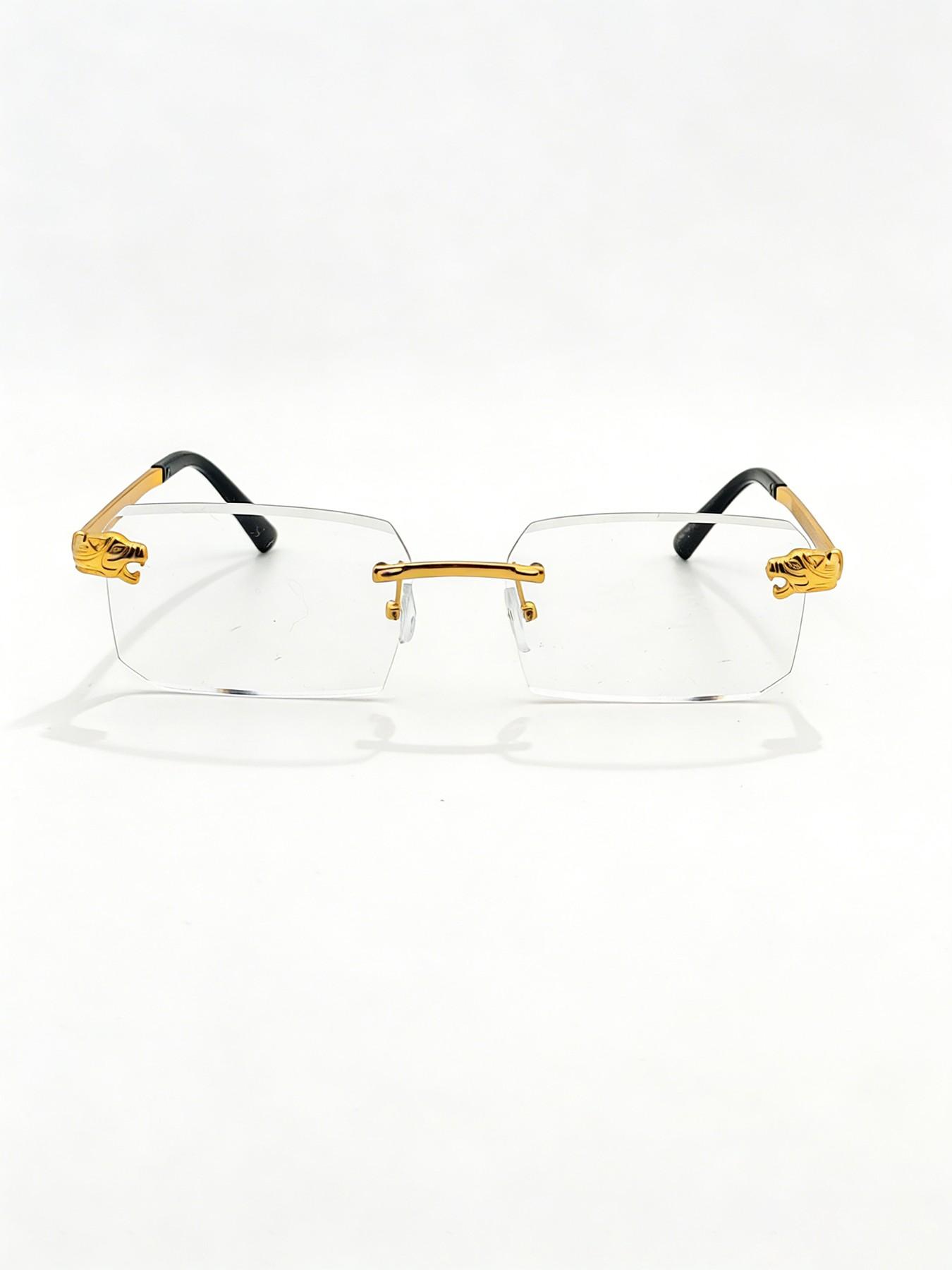 Unisex Business Style Rimless Eyeglasses, Vintage Anti-blue Light Rectangle Eyeglasses for Everyday Use, Fashion Accessories for Outdoor Activities