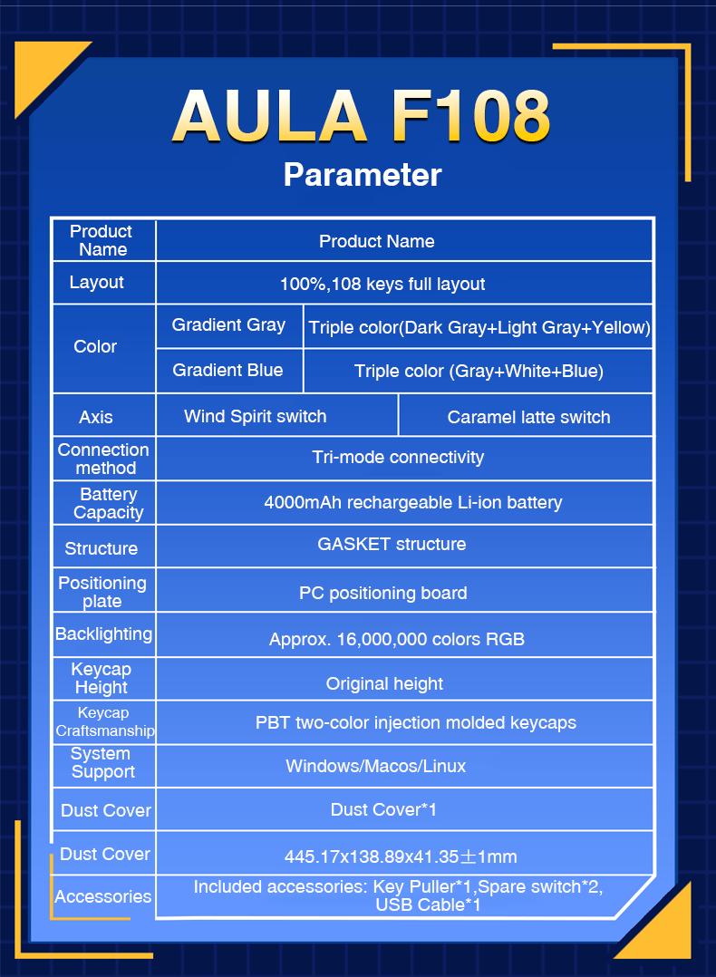 AULA F108 Pro & F108 Wireless Mechanical Keyboard, Three-Mode Connection, Hot Swappable Pads Custom Keyboard RGB Rainbow Backlight for PC/Tablet/Xbox/PS4/PS5 Boyfriend Gift Full Size Numeric Keyboard Office Computer Accessories TikTokShopfalldealsforyou AULA F108 Pro & F108 Wireless Mechanical Keyboard, Three-Mode Connection, Hot Swappable Pads Custom Keyboard RGB Rainbow Backlight for PC/Tablet/Xbox/PS4/PS5 Boyfriend Gift Full Size Numeric Keyboard Office Computer Accessories TikTokShopfalldealsforyou