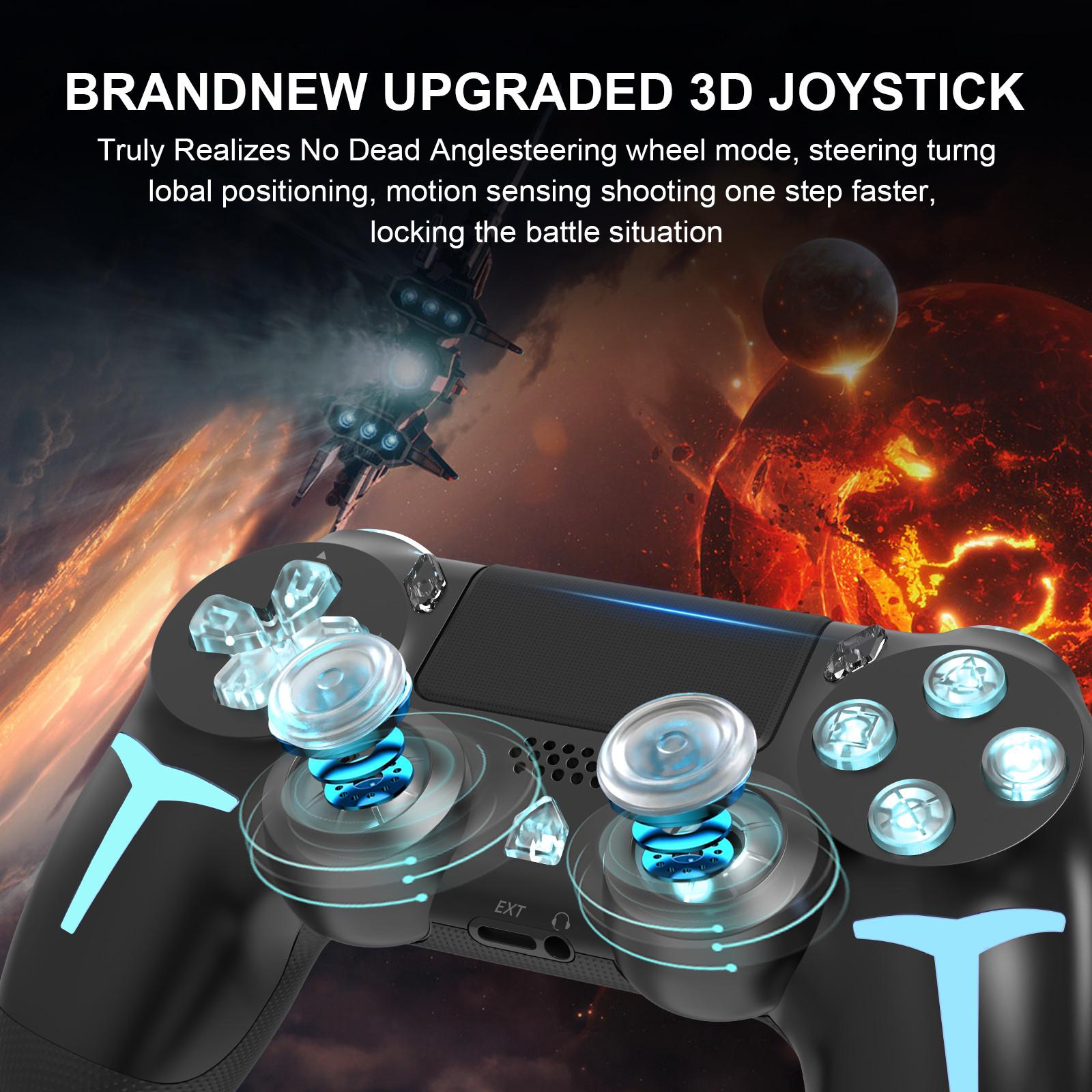 Wireless RGB Gaming Controller with Tri-Color Lighting Compatible with PS4, PS3, and PC RGB Lighting, LED Bluetooth Gaming Controller Six-Axis Gyroscope, Dual Vibration Feedback