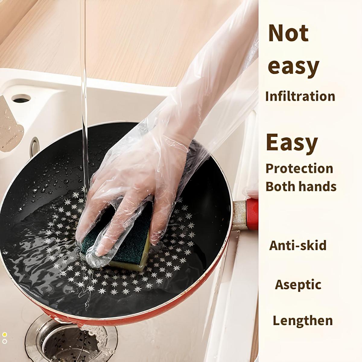 20pcs Disposable Long Arm Gloves with Elastic Cuff 23.6inch Household Cleaning Thick Kitchen Dish washing Gloves Food Handling Vegetable Washing